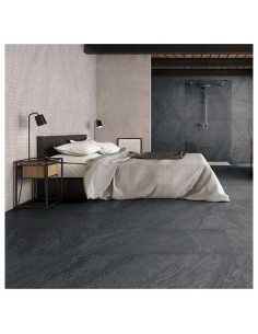 Azulejo Porcelanico 30X120 Keraben Slatestone Black Porcelanico Suelo Exterior Porcelanico Azulejospiedranegro