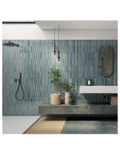 Azulejo Revestimiento 35X35 Platera Pencil Raku Turquoise Revestimiento Pared Interior Azulejosmetalotros