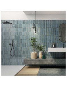 Azulejo Revestimiento 35X35 Platera Brick Raku Turquoise Revestimiento Pared Interior Azulejosmetalotros