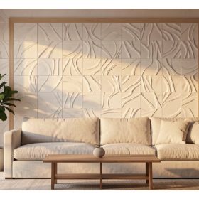 Azulejos 3D relieve en pared de salón moderno 2026, textura cerámica visible con iluminación lateral